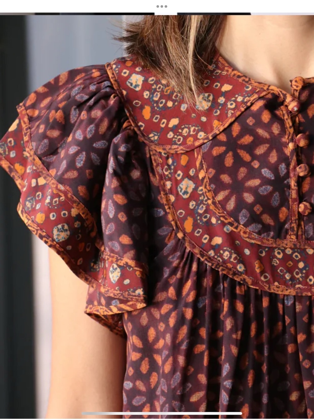 Ulla Johnson Citra 100% silk flutter sleeve Peter Pan collar top size 8 - Picture 2 of 13